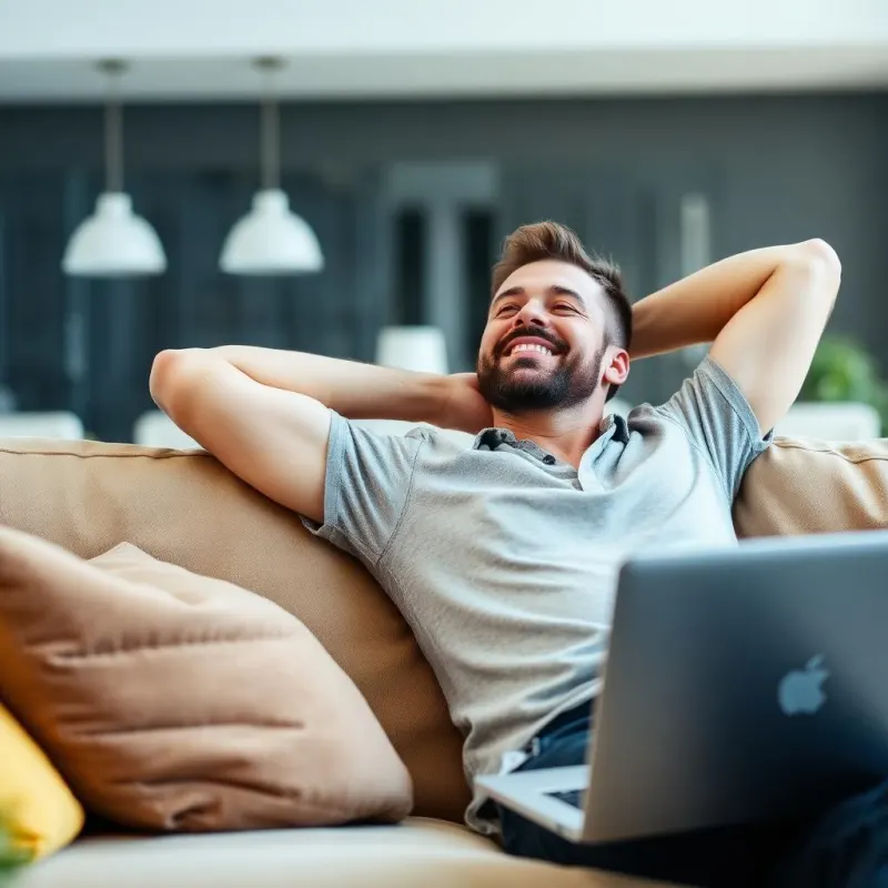 Homeowner relaxing after getting an instant quote